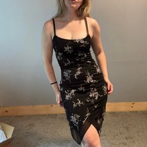 VTG 90s Byer California (Byer Too!) floral handkerchief hem slip dress